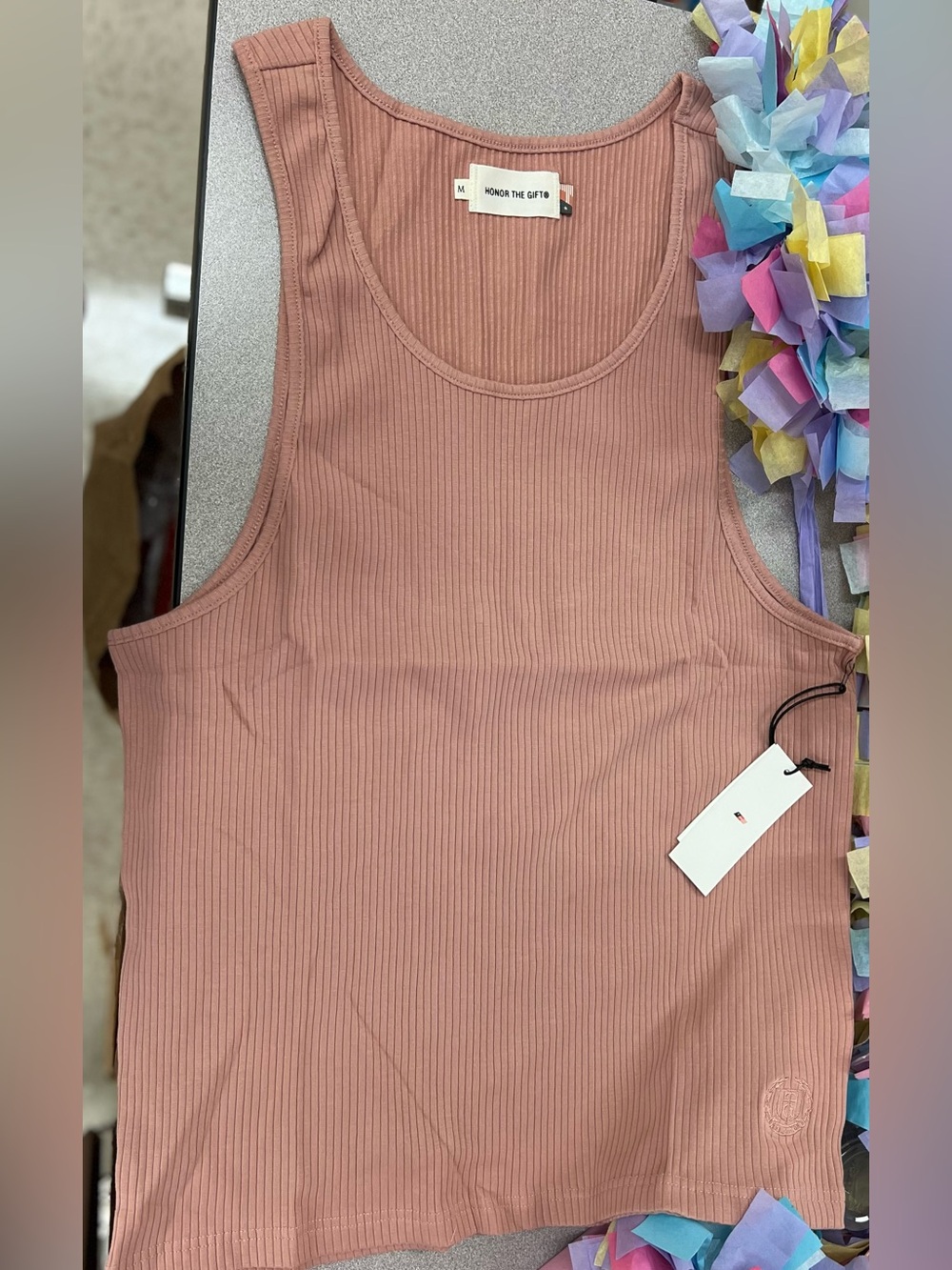 Honor the Gift Men’s Sz Med LA Ribbed Tank Top - Hickory Pink